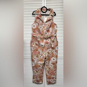 Skies Are Blue Pink and Peach Floral Denim Jumpsuit, Size: 1X, NWT